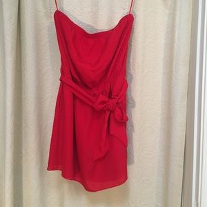 Express Red Strapless Dress
